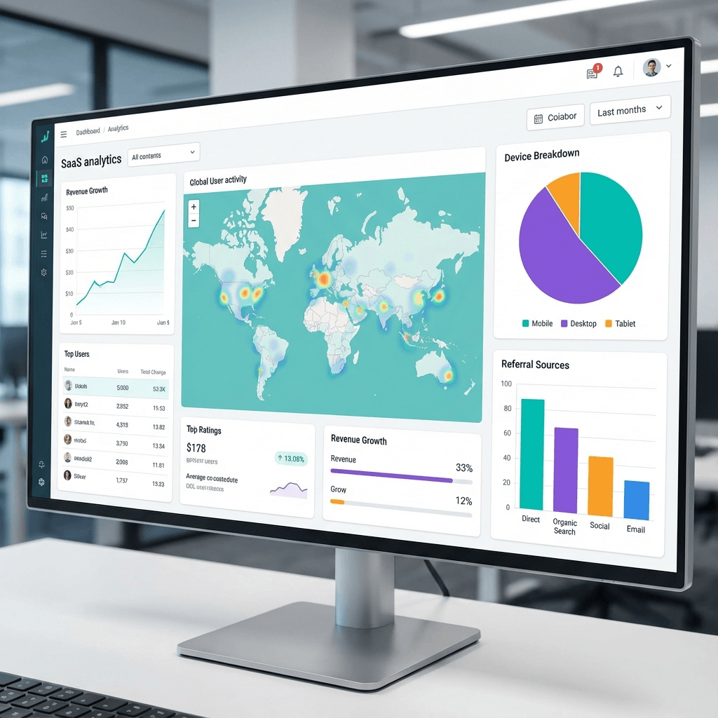 Connextify Real-Time Click Analytics Dashboard with Geography and Referrer Breakdown